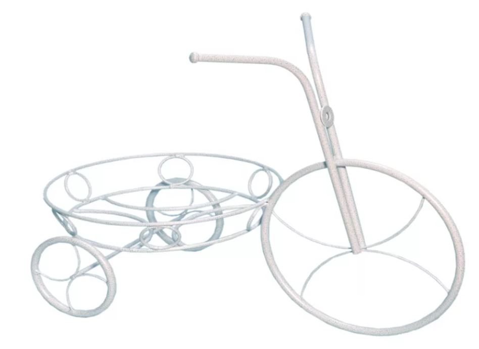 Подставка д/цветов "Велосипед  "  Белое серебро, Белый