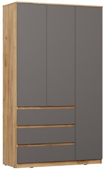 Сити Шкаф ШР-3 с ящиками Серый Графит/Дуб Крафт Золотой