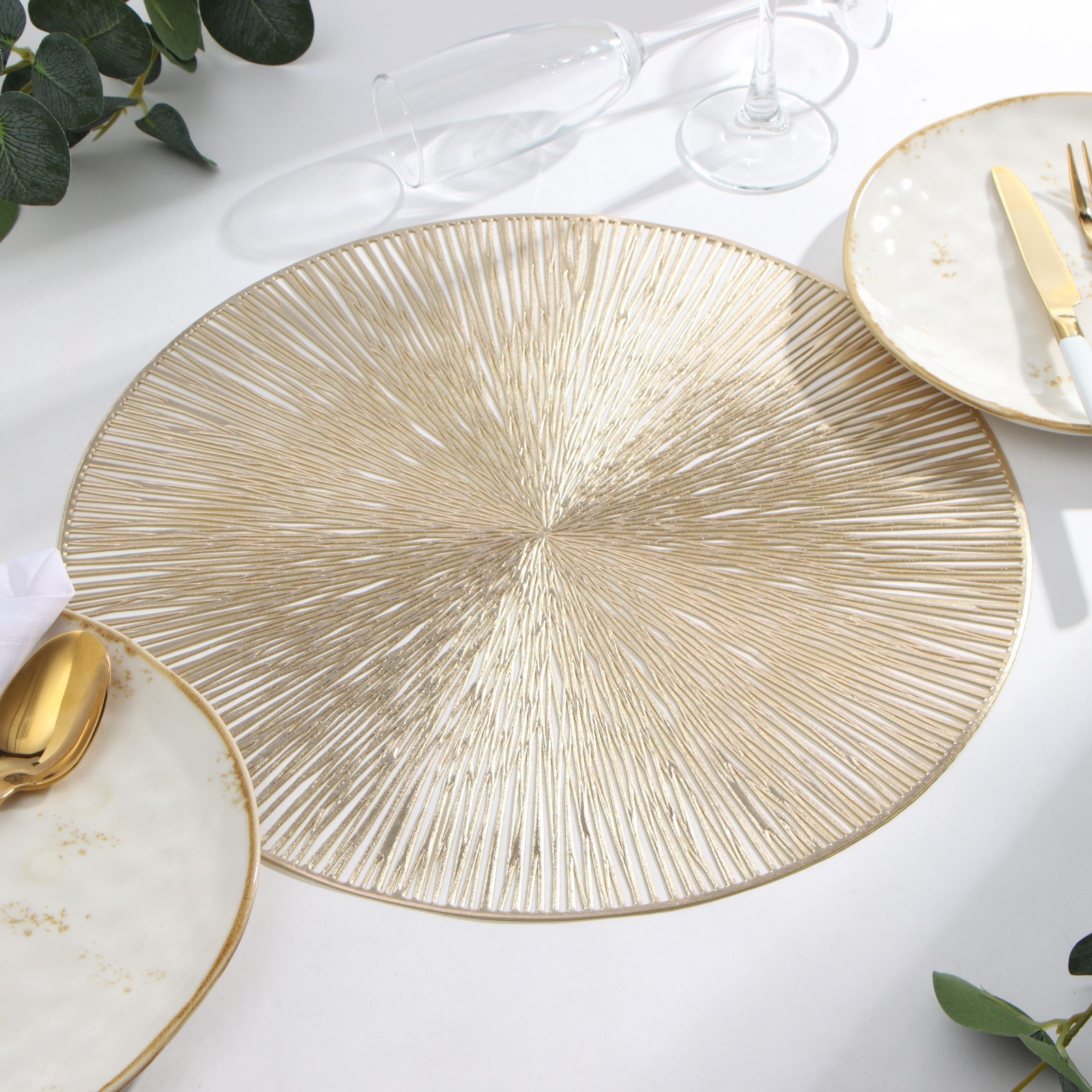 Салфетка сервировочная Доляна цв.золото, d 38 см   