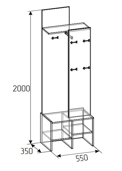 Флекс 74 Вешалка  (Дуб шавиниган)