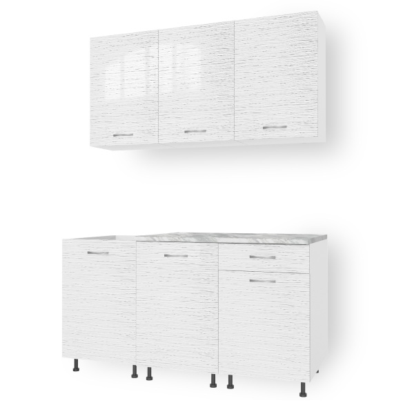 Кухонный гарнитур №2/1 белый / БЕЛЫЙ СТРАЙП