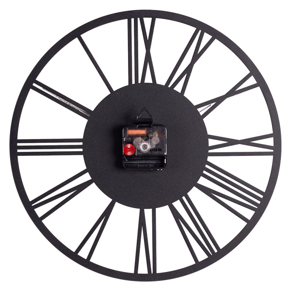 3532-003B Часы настенные из металла, d=35 см, чёрный "Рим" 
