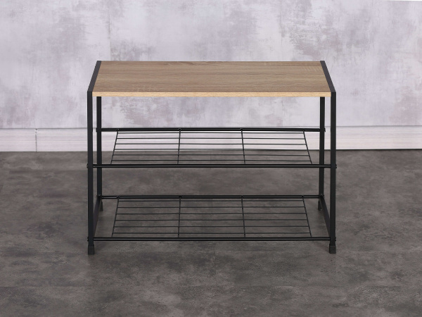 Полка для обуви Sheffilton SHT-SR12 Черный муар/Скандинавский орех