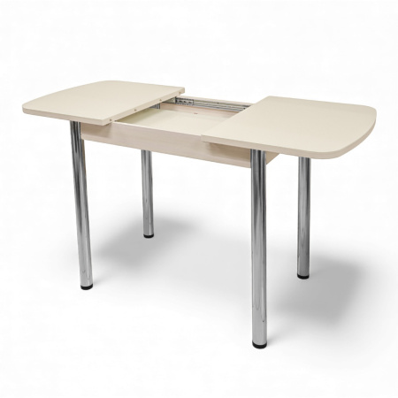 Стол ПГ-мини СТ 960(+300)*600, ЛДСП Дуб молочный, Стекло Песочное/ хром 