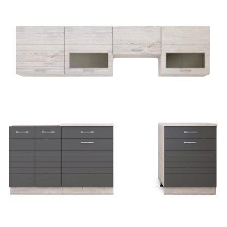 Кухонный гарнитур Румба 5/1 ЯСЕНЬ / ГРАФИТ (столешник, без мойки) 1,8 м