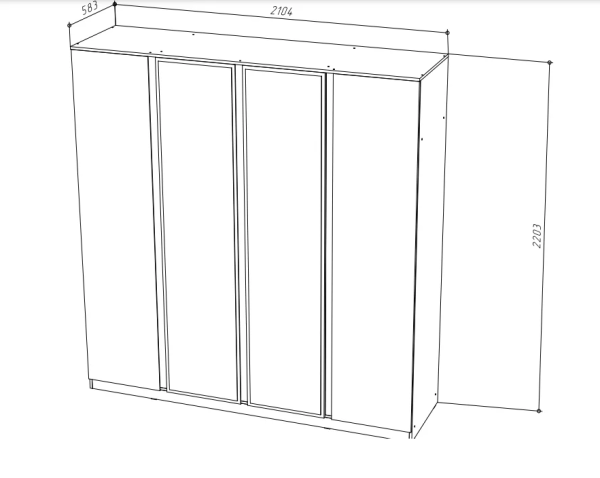 STERN Шкаф 4-х дверный с зеркалом Белый
