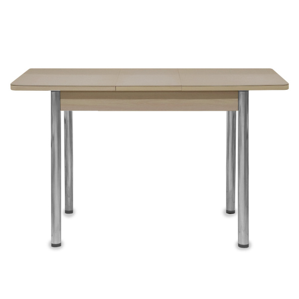 Стол Айсберг-мини СТ,960(1260),ЛДСП Дуб молоч,Стекло Капучино,СОЗВЕЗДИЕ/нога ПРЯМА хром 4