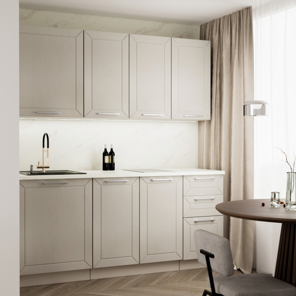 Кухня АНСИ Кашемир/ Дуб Латте  (столешница Луанда+сушка+планки) 1,8 м