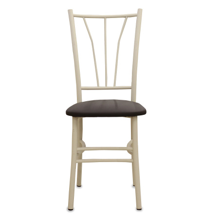 Стул Трилогия (металл Бежевый, к/з Коричневый 130)