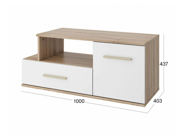Тумба под ТВ "Алекс"  Дуб сонома/Белый 