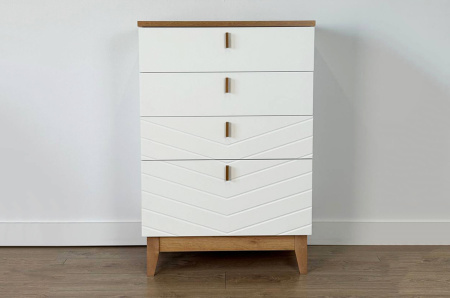 Комод Хюгге белое дерево/дуб крафт золотой/белый матовый