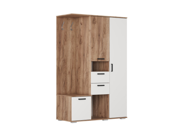 Прихожая Ультра ПР-20 (1200*520*1860) Белый снег/Дуб крафт табачный