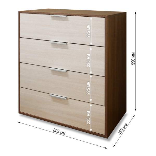 Комод МН-02.10.03/ясень шимо/дуб млечный