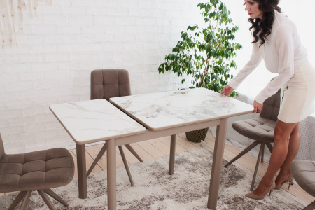 Стол Римини-мини-С, 90(+40)*65*75 мокко/Champagne