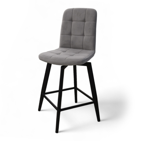 Стул Абсент NEW ПОЛУБАРНЫЙ Поворотный, Т180 светло-серый+нога 360F47 60см (черный)