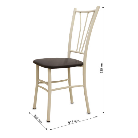 Стул Трилогия (металл Бежевый, к/з Коричневый 130)