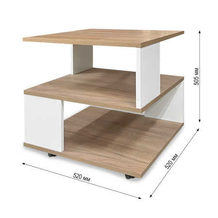 Стол журнальный СЖ-18 Ультра Белый снег/Дуб крафт табачный