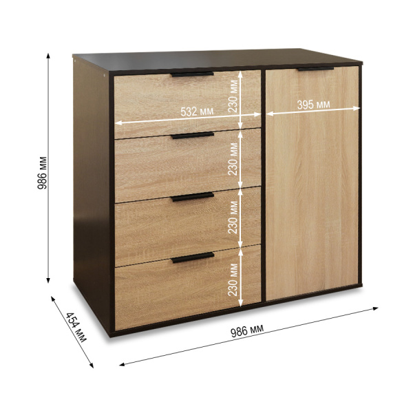 Комод БН-175-03 (986) дуб венге/дуб сонома