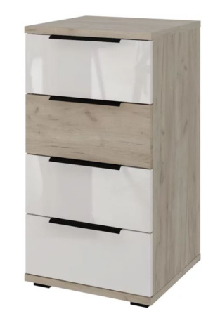 Альянс 435,10 Комод 4 ящика(44,4*84*43,3) Дуб крафт/Белый глянец