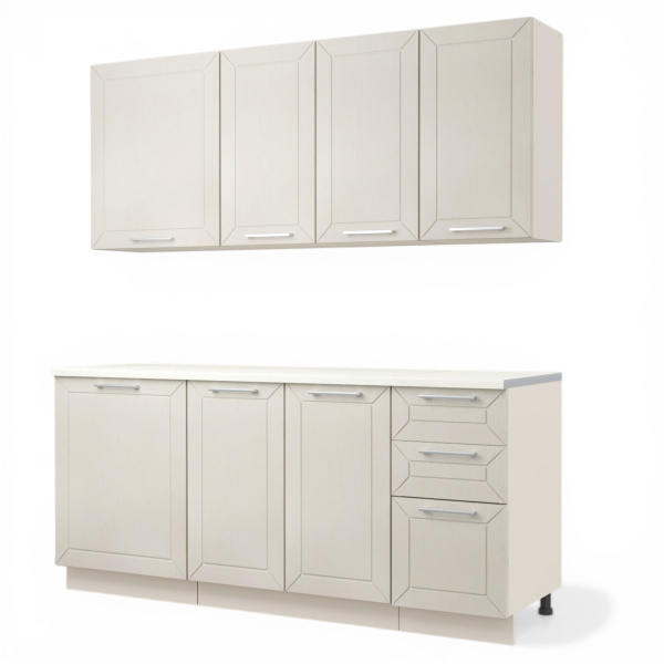 Кухня АНСИ Кашемир/ Дуб Латте  (столешница Луанда+сушка+планки) 1,8 м