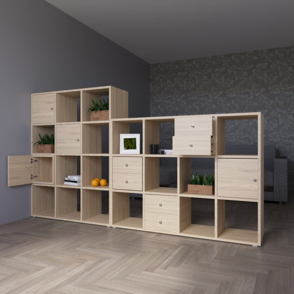 КОРИНН  Стеллаж 1 х 4 ячейки / Дуб сонома