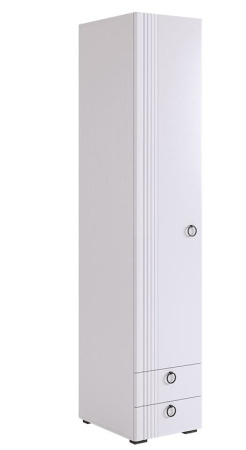 Ева Шкаф 1 дв + 2ящ/101.01/Белое дерево/Белый матовый