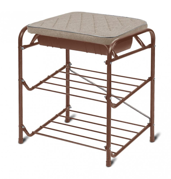 Банкетка для обуви с мягким сиденьем и ящиком (арт. БП3/К)светло-коричневый( кофейный)